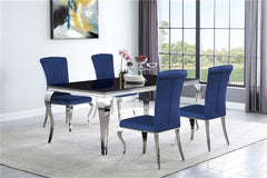 Betty Upholstered Side Chairs Ink Blue and Chrome (Set of 4) - 105077