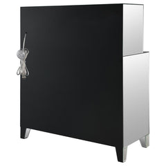 Yvaine 2-door Mirrored Wine Cabinet with Faux Crystal Inlay Silver - 115585