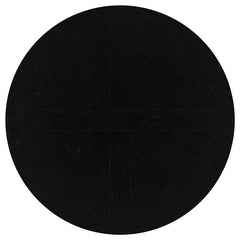 Florence Round Pedestal Dining Table with Planked Wood Top Antique Black - 115530
