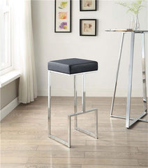 Gervase Square Bar Stool Black and Chrome - 105263