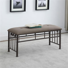 Livingston Microfiber Upholstered Bench Brown and Bronze - 301396