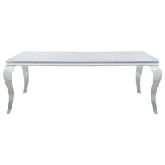 Carone Rectangular Glass Top Dining Table White and Chrome - 115081