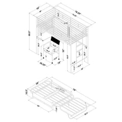 Jenner Twin Futon Workstation Loft Bed with Futon Pad Black - 2209-SM