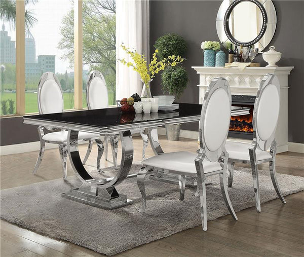 Antoine 5-piece Rectangular Dining Set Creamy White and Chrome - 107871-S5
