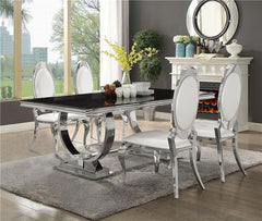 Antoine 5-piece Rectangular Dining Set Creamy White and Chrome - 107871-S5