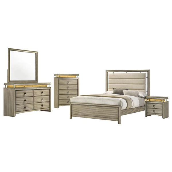 Giselle 5-piece Eastern King Bedroom Set Rustic Beige - 224391KE-S5