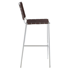 Adelaide Upholstered Bar Stool with Open Back Brown and Chrome - 183584