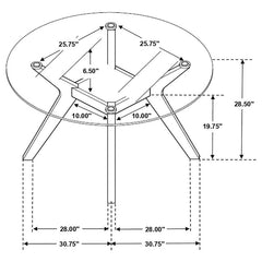 Paxton 48" Round Glass Top Dining Table Clear and Nutmeg - 122180BG