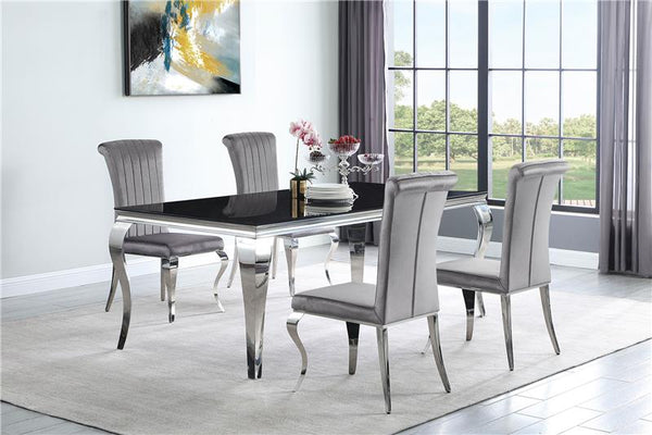 Carone 5-piece 81" Rectangular Dining Set Grey and Chrome - 115071-S5G