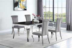 Carone Rectangular Glass Top Dining Table Black and Chrome - 115071