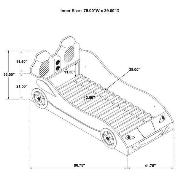 Cruiser Wood Twin LED Car Bed Red - 400479