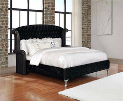 Deanna Upholstered Queen Wingback Bed Black - 206101Q