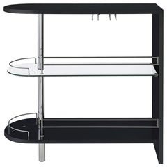 Adolfo 3-tier Bar Table Glossy Black and Clear - 101063