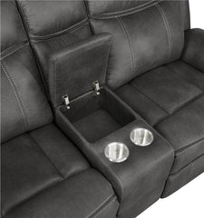Lawrence 3-piece Upholstered Reclining Sofa Set Charcoal - 603504-S3