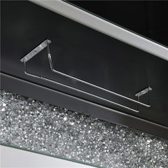 Yvaine 2-door Mirrored Wine Cabinet with Faux Crystal Inlay Silver - 115585