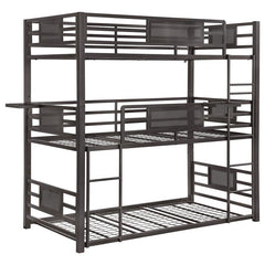 Rogen Metal Twin Triple Bunk Bed Dark Bronze - 460394T
