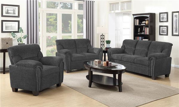 Clementine 3-piece Upholstered Padded Arm Sofa Set Grey - 506574-S3
