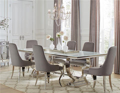 Antoine 7-piece Rectangular Dining Set Chrome and Grey - 108811-S7G