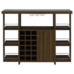 Evelio Bar Unit with Wine Bottle Storage Walnut - 100439