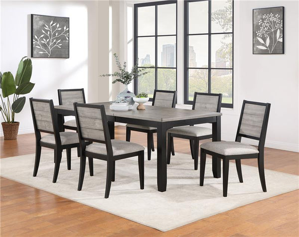 Elodie 7-piece Dining Table Set with Extension Leaf Grey and Black - 121221-S7