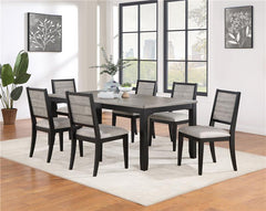 Elodie 7-piece Dining Table Set with Extension Leaf Grey and Black - 121221-S7