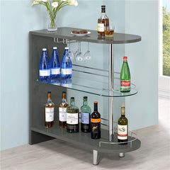 Adolfo 3-tier Bar Table Glossy Grey and Clear - 101073