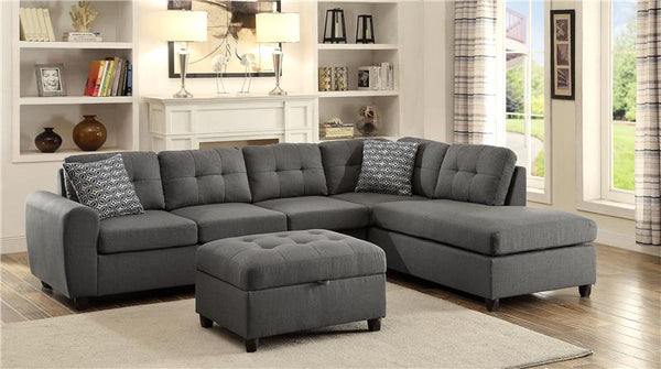 Stonenesse Sectional Sofa with Storage Ottoman Set Grey - 500413-S2