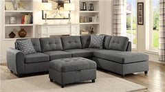 Stonenesse Sectional Sofa with Storage Ottoman Set Grey - 500413-S2