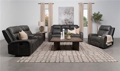 Raelynn Upholstered Track Arm Motion Loveseat Grey - 603192