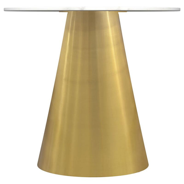 Avon Round Marble Top Stainless Steel Side End Table White - 707827