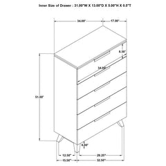 Nathan 5-drawer Bedroom Chest Grey - 224605
