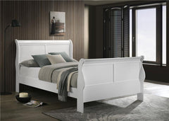Louis Philippe Wood Full Sleigh Bed White - 204691F