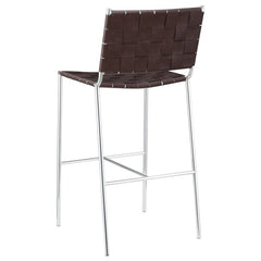 Adelaide Upholstered Bar Stool with Open Back Brown and Chrome - 183584