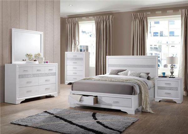 Miranda 5-drawer Chest White and Rhinestone - 205115