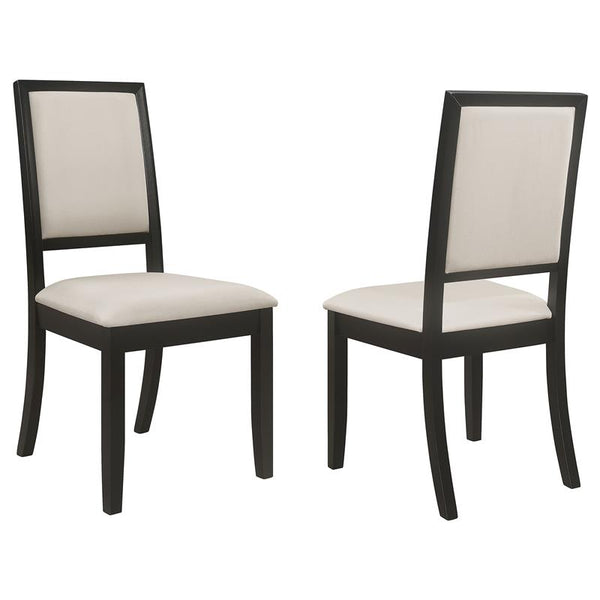 Louise Upholstered Dining Side Chairs Black and Cream (Set of 2) - 101562