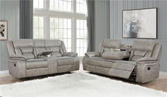 Greer 2-piece Upholstered Reclining Sofa Set Taupe - 651351-S2