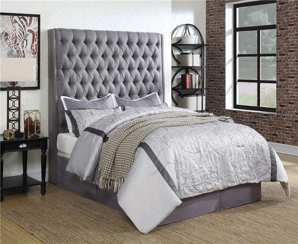 Camille Upholstered Queen Panel Headboard Grey - 300621QB1