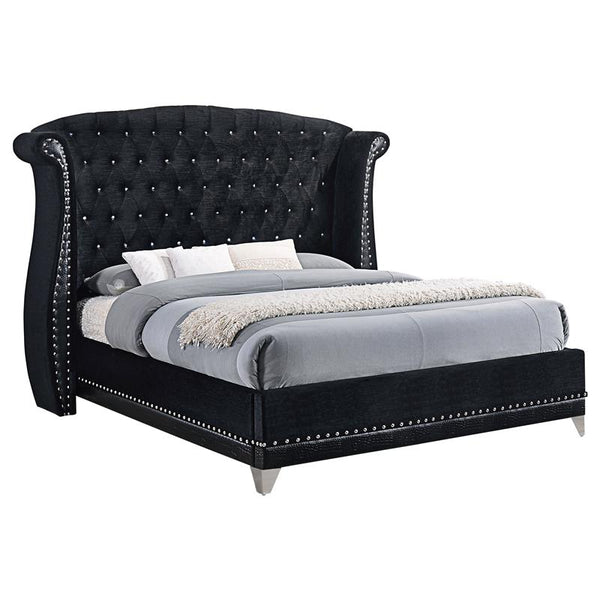 Barzini Upholstered California King Wingback Bed Black - 300643KW