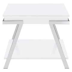 Marcia Rectangular Side End Table White High Gloss - 708157