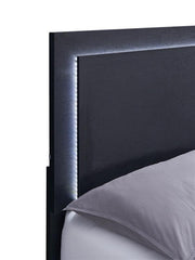 Marceline Wood Eastern King LED Panel Bed Black - 222831KE