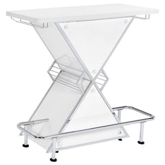 Atoka X-shaped Bar Unit with Wine Bottle Storage Glossy White - 130078