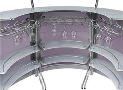 Dallas 2-shelf Curved Home Bar Silver and Frosted Glass (Set of 3) - 100135-S3