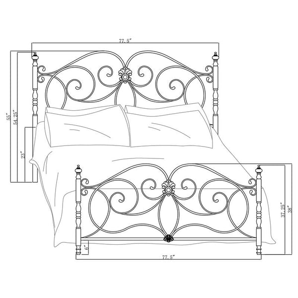 London Metal Eastern King Open Frame Bed Dark Bronze - 300258KE