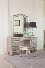 Bling Game Upholstered Vanity Stool Metallic Platinum - 204189