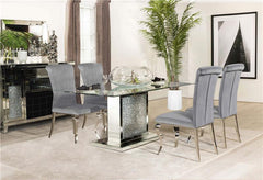 Marilyn 5-piece Rectangular Dining Set Mirror and Grey - 115571N-S5G