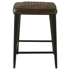 Alvaro Leather Upholstered Backless Counter Height Stool Antique Brown and Black (Set of 2) - 109078