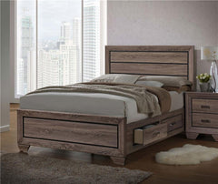 Kauffman Wood Eastern King Storage Panel Bed Washed Taupe - 204190KE