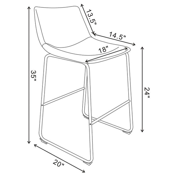 Michelle Armless Counter Height Stools Two-tone Brown and Black (Set of 2) - 102535