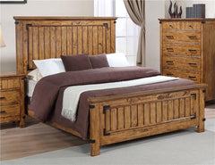 Brenner Wood Eastern King Panel Bed Rustic Honey - 205261KE