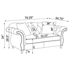 Frostine 2-piece Upholstered Tufted Sofa Set Silver - 551161-S2